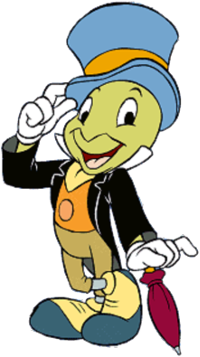 La petite voix de la conscience... Jiminy Criquet dans Pinocchio personnalise cette petite voix de la conscience que nous avons tous.
